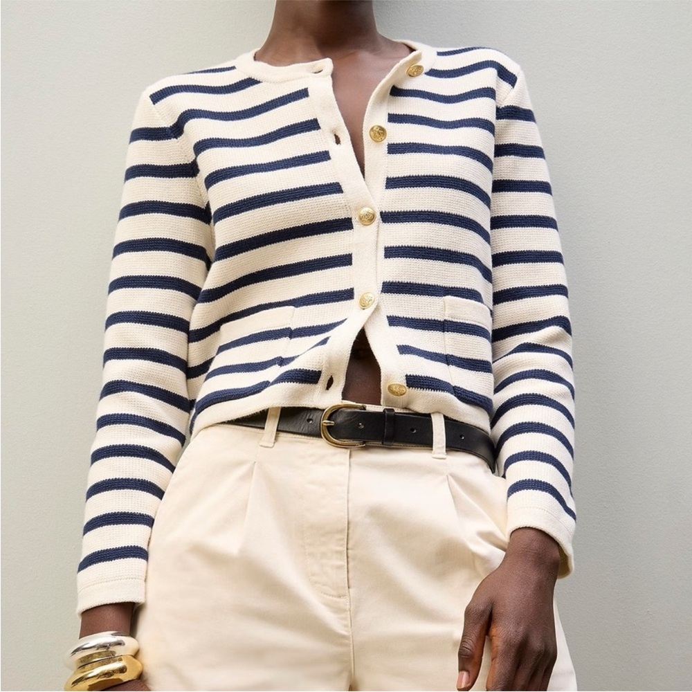 NWT J. Crew Emilie Navy & White Striped Lady Jacket size XS